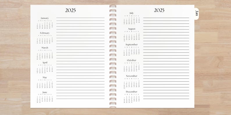 Yearly calendar planner cover with a simple, modern design — undated and unpersonalized, perfect for planning the entire year at a glance. Ideal for long-term scheduling, tracking important dates, and staying organized throughout all 12 months. This letter-size calendar planner is great for home, office, or academic use. Designed with a minimalist aesthetic to suit any style, making it a versatile and functional gift for planner lovers, students, and busy professionals on Etsy