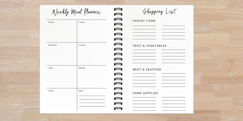 This Weekly Meal Planner Journal features a dual-page layout—track meals on one side and list pantry, fridge, and freezer items on the other. Stay organized, reduce food waste, and simplify meal prep with this efficient and structured meal planning tool.