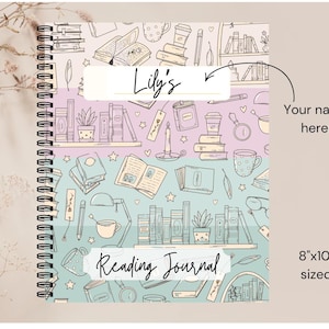 Handcrafted 8x10 reading journal designed for book lovers. Features a sleek cover, organized pages for tracking reads, jotting down notes, favorite quotes, and personal reviews. Perfect for keeping your reading journey well-documented and inspiring!
