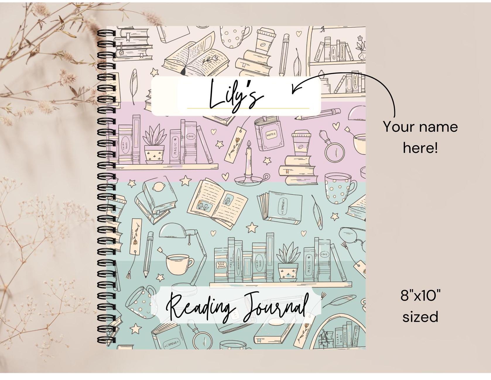 Reading Journal 8×10 Personalized – Book Tracker, Reading Goals & Reviews