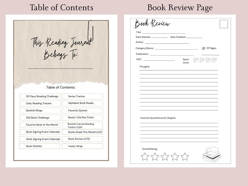 Reading Journal 8×10 Personalized – Book Tracker, Reading Goals & Reviews | BookTok imagem 4