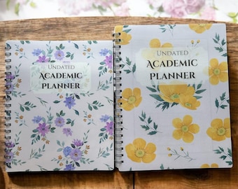 Undated 12-Month College Planner | Academic Semester Organizer with Personalized Cover & Tabs