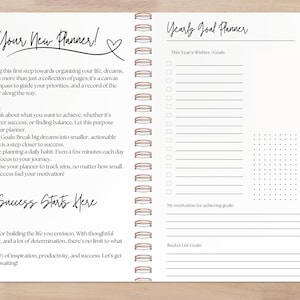 This image displays the yearly planning layout, designed to help you plan your year ahead with structured dated pages. It provides a clear overview of important dates, goals, and schedules, making it easy to stay organized and on track throughout 2025-2026. Perfect for long-term planning, this layout ensures you can efficiently map out your year with ease.