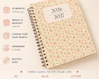 18 Month Planner 2026-2027 | Choose Start Month | Weekly & Monthly | A5, 8x10, Letter
