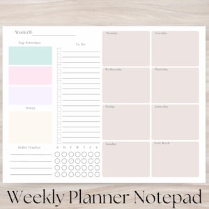 Minimalist Weekly Planner Notepad | 8x10 Tear-Off Desk Pad | Undated Weekly Schedule, To-Do List & Goal Tracker | Productivity Pad