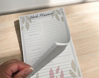 A5 Work Planner Notepad: 50-Sheet Tear-Off To-Do List