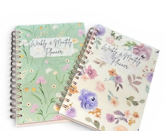 Undated Planner | A5 | 12 Month Weekly & Monthly Organizer | Minimalist Agenda | Vertical or Horizontal Layout