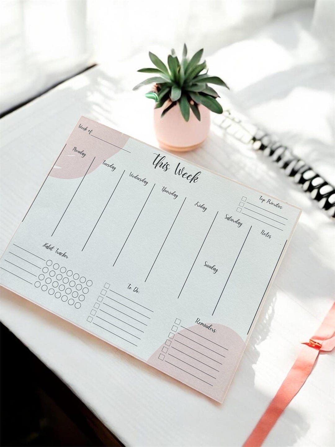 Weekly Planner Notepad | Letter Size Desk Pad With Habit Tracker - Etsy