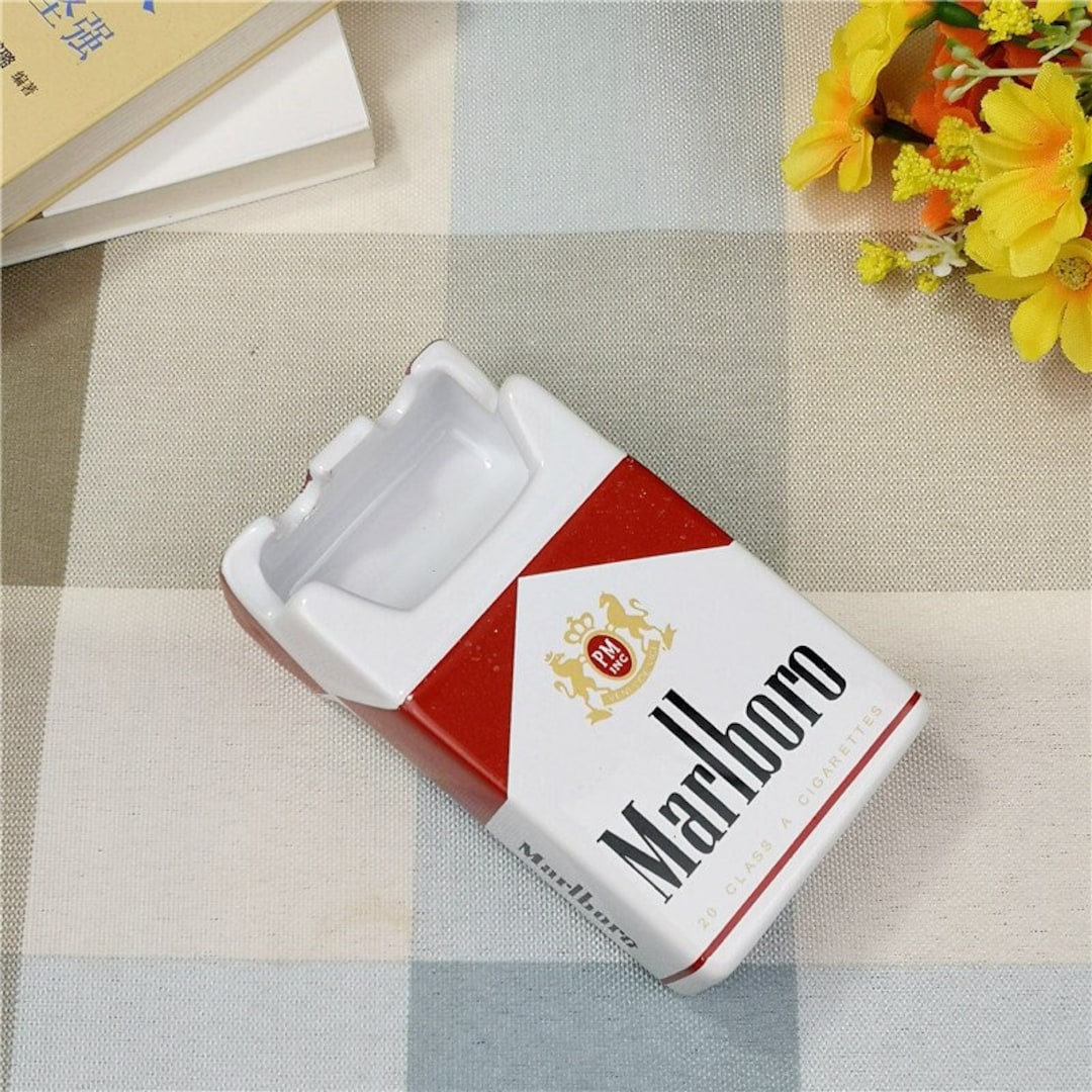Vintage Red Marlboro Ceramic Ashtray Rare Collectible Etsy