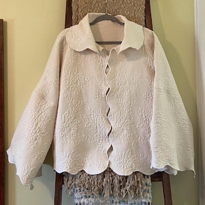 Upcycled Vintage Blanket Coat | Boxy Oversized Jacket | Handmade Sustainable Outerwear | Textured Ivory Quilted Coat | One of a Kind