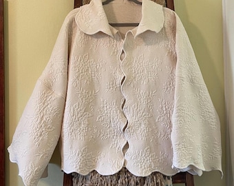 Upcycled Vintage Blanket Coat | Boxy Oversized Jacket | Handmade Sustainable Outerwear | Textured Ivory Quilted Coat | One of a Kind