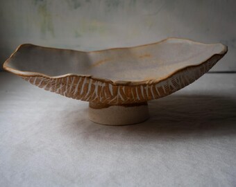 Handmade Pottery Pedestal Bowl: Glazed Ceramic Centerpiece