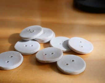 High fire raw porcelain handmade buttons set of 10