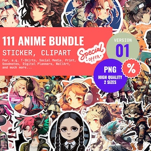 ANIME Sticker, Sticker Pack, Digital Planner Stickers, Goodnotes Stickers, Manga Stickers, Digital Download, PNG, Wednesday