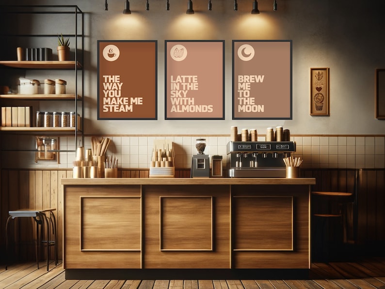 Coffee Bar Gallery Wall Art Prints, Set of 12, Modern Kitchen Decor