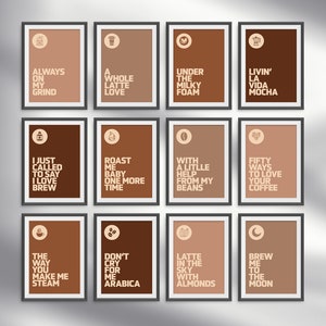 Coffee Bar Gallery Wall Art Prints, Set of 12, Modern Kitchen Decor , Trendy Kitchen Wall Art,  Coffee Art, Minimalist Posters Digital