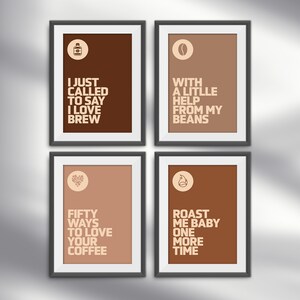 Coffee Wall Art Prints, Set of 4, Modern Kitchen Decor, Trendy Kitchen Wall Art,  Coffee Art, Minimalist Posters Digital, Coffee Gift