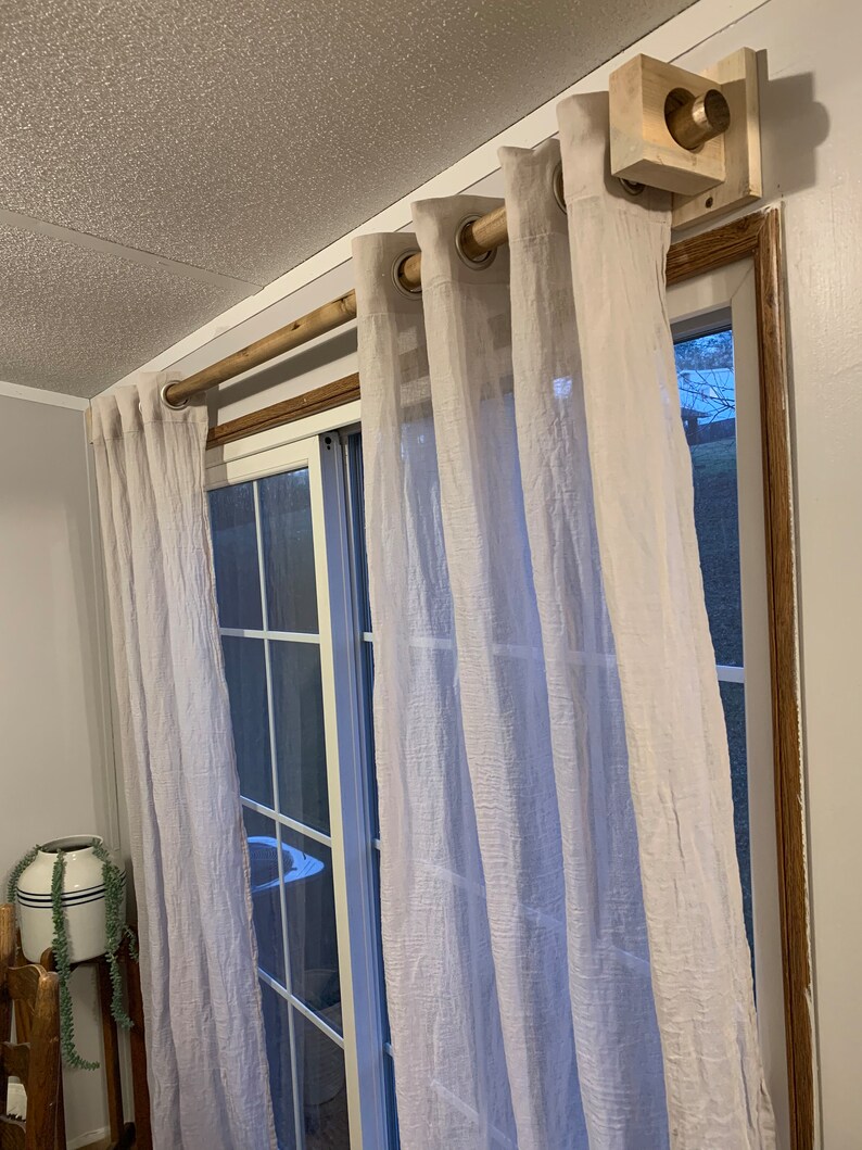 Wooden Curtain Rod Holder Etsy