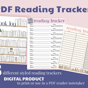 PDF Reading Trackers - Digital Reading Tracker - Printable File