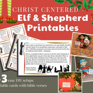 Printable Christ Centered Elf or Shepherd Christmas Bundle Advent Calendar Christian Advent Activities
