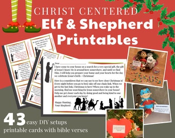 Printable Christ Centered Elf or Shepherd Christmas Bundle Advent Calendar Christian Advent Activities