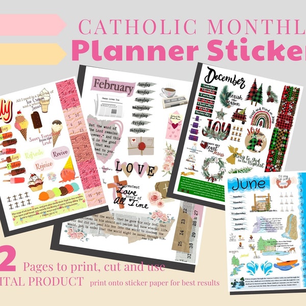 Catholic Planner Stickers DIGITAL DOWNLOAD to save and self-print