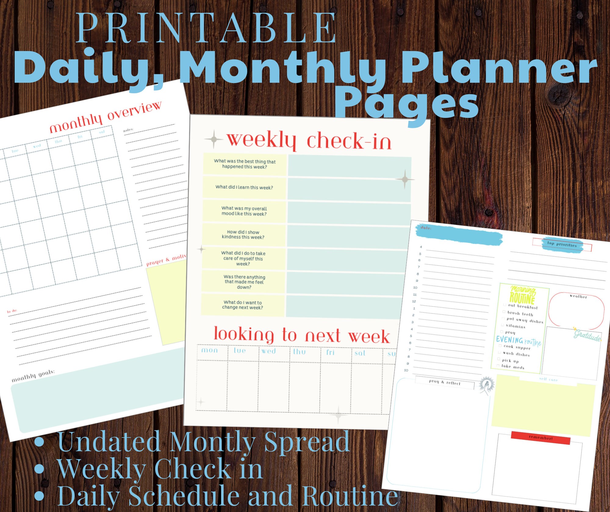 Printable Planner Pages Monthly Daily Weekly - Etsy