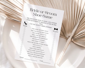 Wedding Reception Shoe Game, Fun Couple Games, Minimalist Couples Table Game, Modern Shower Guest Activity, Canva Template, Instant Download