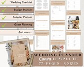 Wedding Planning Binder Template, Fully Editable Canva Template, Wedding Planner Digital Download, Bride Planner, Instant Download - W001
