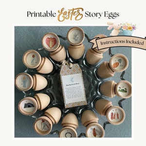 Attività stampabile di uova di storia di Pasqua per bambini, cartoline di Pasqua cristiane, download istantaneo di uova di resurrezione, attività per la classe -E001