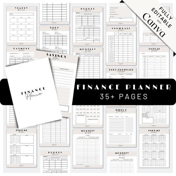 Budget Planner Template Canva, Printable Budget Tracker, Financial Binder, Monthly Finance Journal, Savings Plan, Editable,Instant Download