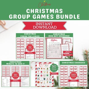 Bundel kerstgroepspellen, leuke gezelschapsspellen voor kinderen en volwassenen, afdrukbare vakantieactiviteiten, kerstspellen voor grote groepen, direct downloaden