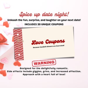 Love Coupon Book For Couples, Funny Valentines Day Gifts, Date Night Activities, Love Vouchers For Him For Her,DIY Gift,PDF Instant Download
