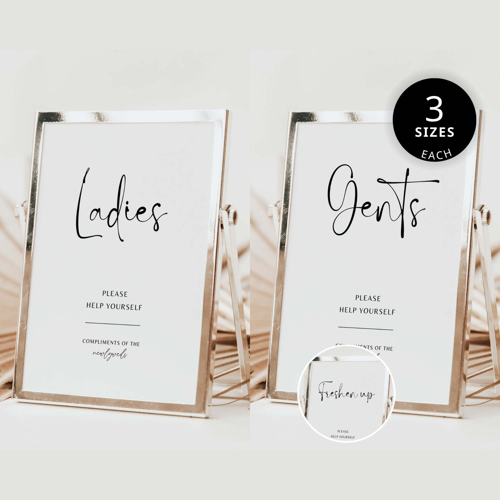 Wedding Bathroom Basket Sign Template, Ladies Gents Basket Sign ...