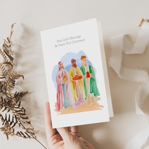 Cartolina di Natale scaricabile religiosa, cartoline cristiane stampabili, modello Canva, biglietto di natività completamente modificabile, fai da te, download istantaneo - CH001
