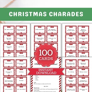 Christmas Charades Spielkarten, Partyspiele für Kinder, Familie und Freunde, druckbare Urlaubsaktivitäten, Weihnachtsgruppenspiel, Instant Download