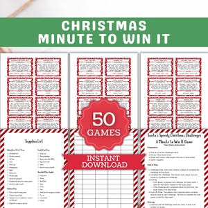 クリスマス ミニッツ トゥ ウィン イット ゲーム、子供、家族、友達向けのパーティー ゲーム、印刷可能なホリデー アクティビティ、クリスマス グループ ゲーム、即時ダウンロード