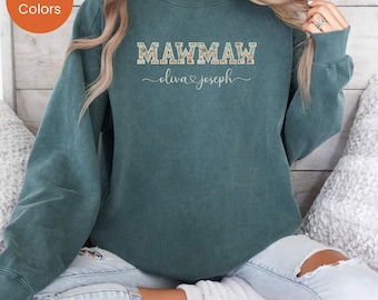 Personalized Mawmaw Sweatshirt with Kids Names, Custom Gift for Mawmaw, Mothers Day Gift, Gift for Grandma, Comfort Colors