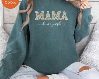 Personalized Mama Sweatshirt with Kids Names, Mom Gift, Mothers Day Gift, Custom Gift for Mama, Mama Sweater, Comfort Colors, Mama Shirt