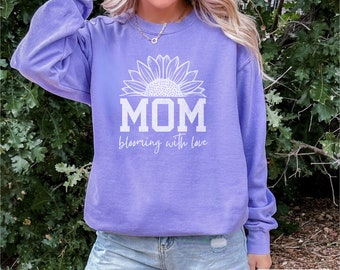 Mom Sunflower Sweatshirt, Gift for Mom, Mothers Day Gift, Comfort Colors, Floral Mom Shirt, Mom Lfe, Gift for Wife, Gift for Gardener Mom