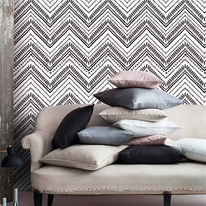 Peel and Stick Geometry Wallpaper Removable Geometry Waves Etsy
