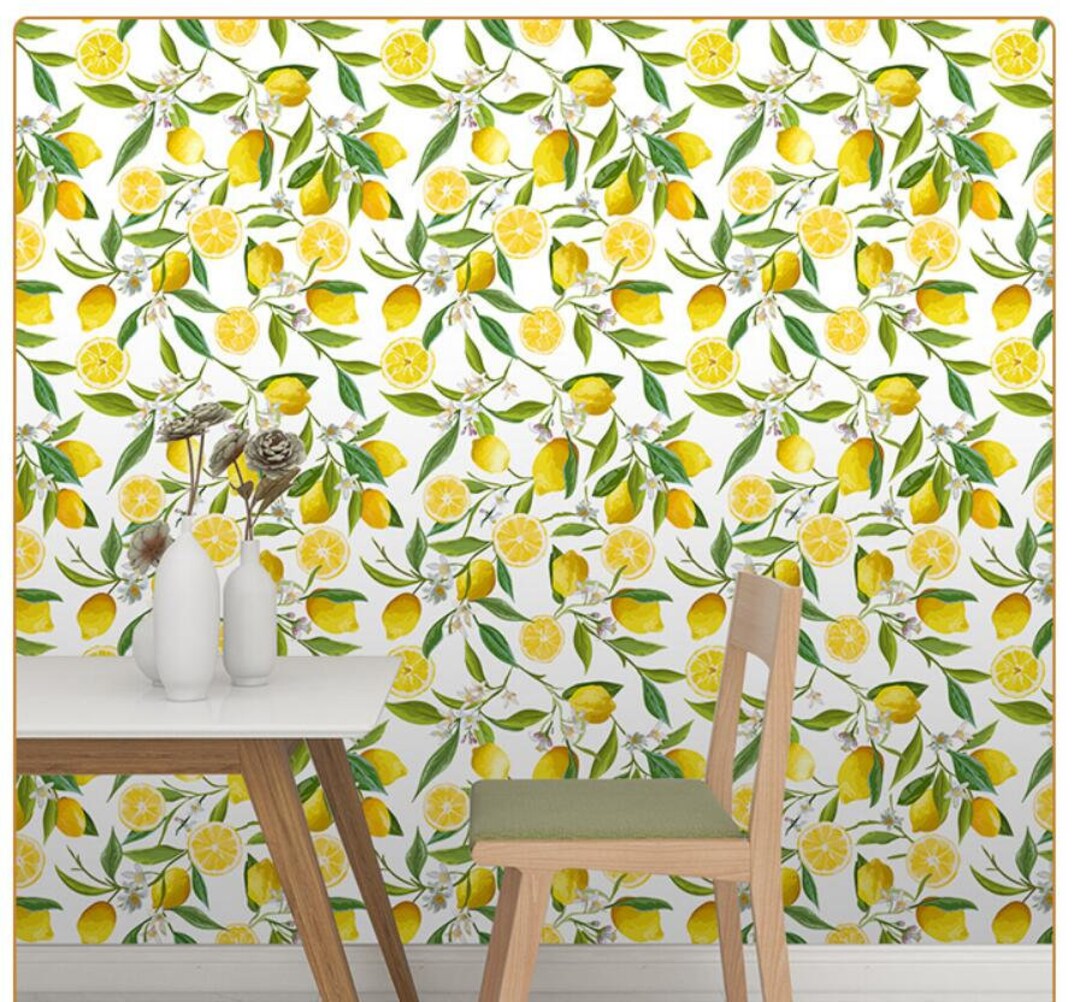 Peel and Stick Lemon Wallpaper Removable Fruits Lemon - Etsy