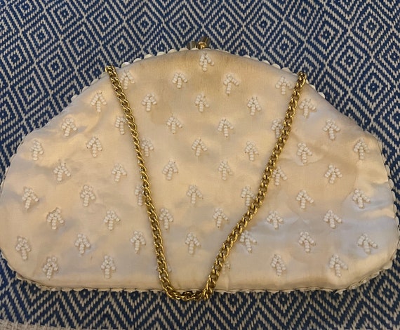 Vintage Evening Bag by Beaded Cream Sequin and Be… - image 2