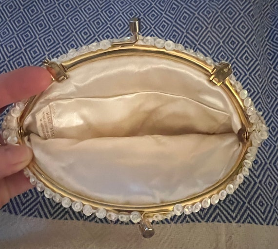 Vintage Evening Bag by Beaded Cream Sequin and Be… - image 7