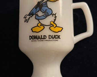 Vintage Disney's Pedestal Milk Glass Mug, Disney's Donald Duck Pedestal Cup, 1980's