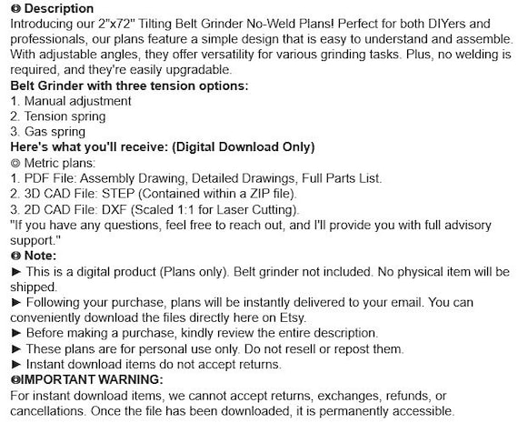 No-weld 2x72 Tilting Belt Grinder Plans (metric) – for Vertical