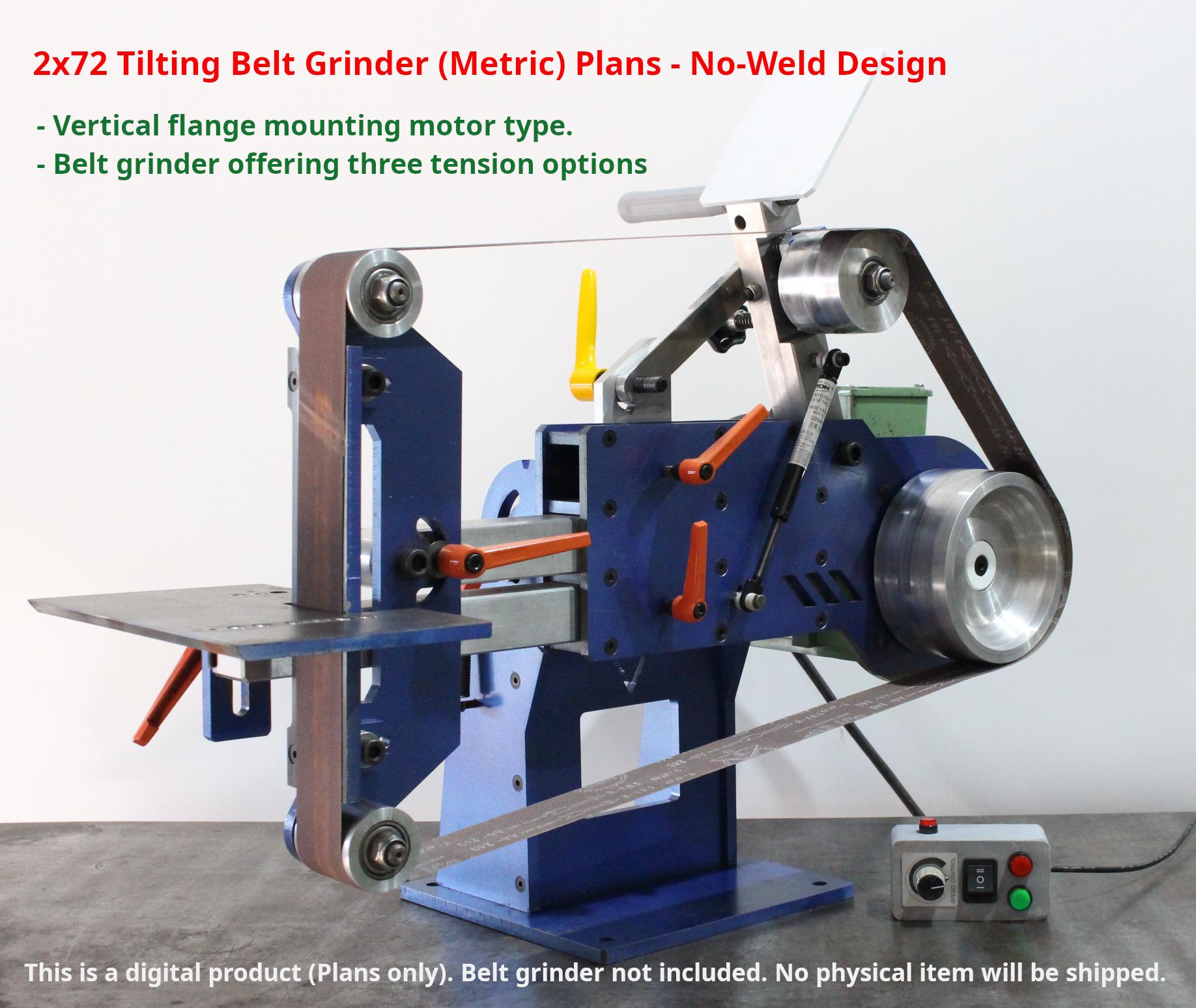 No-weld 2x72 Tilting Belt Grinder Plans (metric) – for Vertical
