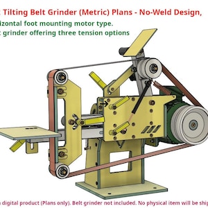 2x72 Tilting Belt Grinder (Metric) Plans - No-Weld Design, with a horizontal foot mounting motor type.
