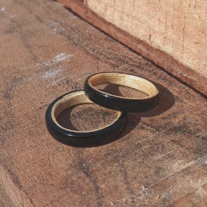 Maple & Ebony Wood Ring – Handmade Wooden Engagement Ring, Rustic Wedding Jewelry, Natural Wood Gift, Wood Engagement Ring