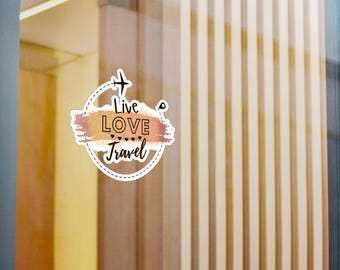 Live Love Travel Watercolor Sticker | Adventure Icon Decal (Kiss-Cut)